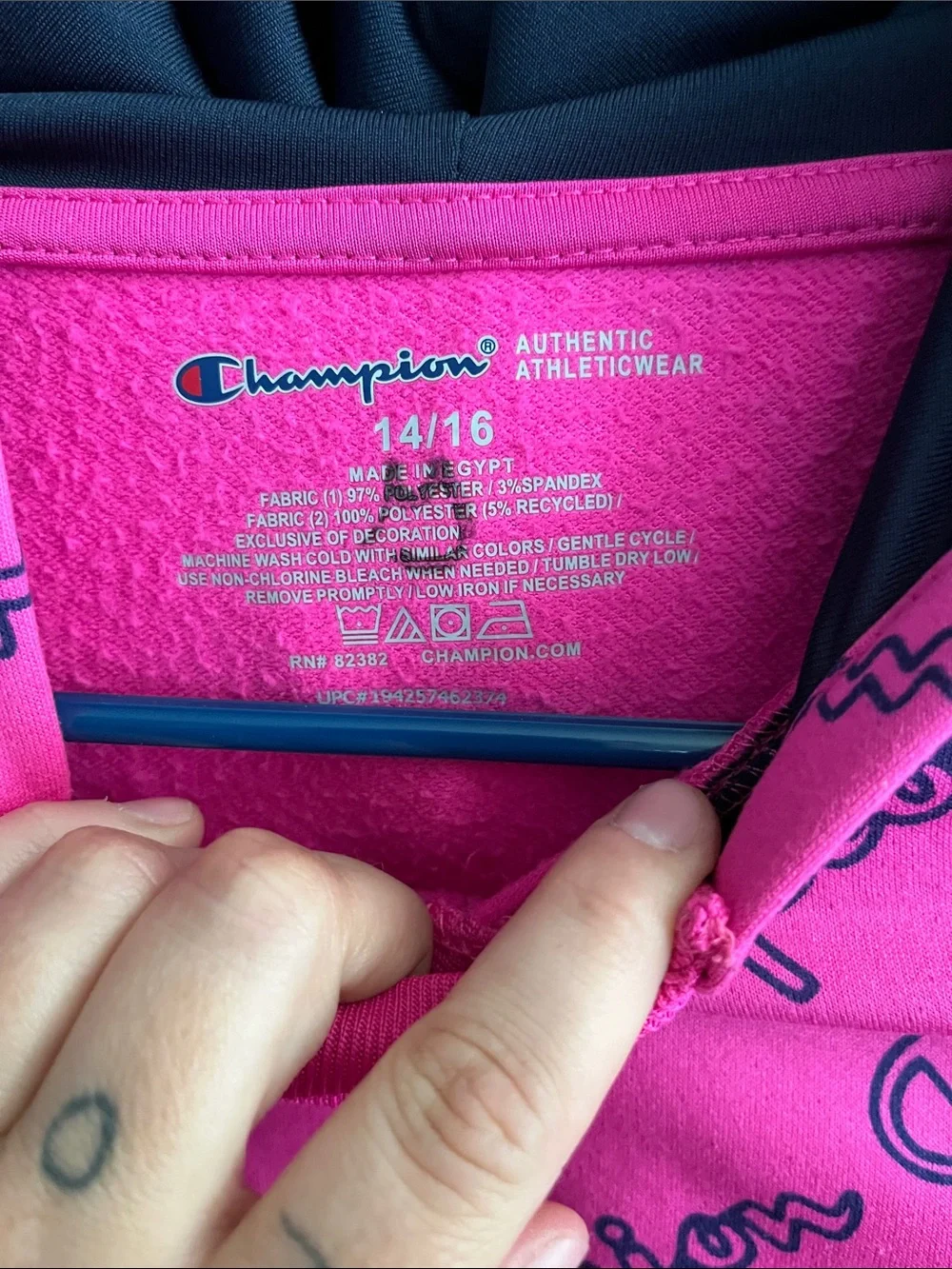 Champion Hot Pink Script-Print Pullover Hoodie